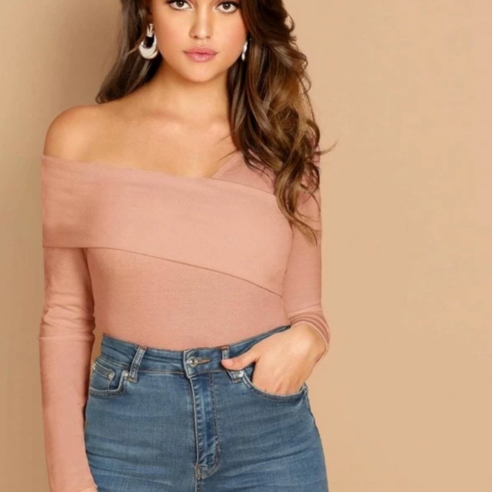 SHEIN Foldover Asymmetrical Neck Slim Fitted Wrap